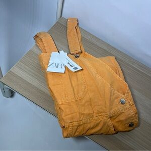 NWT Zara Orange Denim Overalls